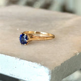 Antique 1.0CT Blue Sapphire Solitaire, 14KT Yellow Gold - KFK, Inc.