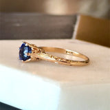 Antique 1.0CT Blue Sapphire Solitaire, 14KT Yellow Gold mounting KFK Jewelers Los Angeles