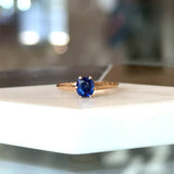 Antique 1.0CT Blue Sapphire Solitaire, 14KT Yellow Gold - KFK, Inc.