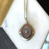 Antique 10KT Gold Black Mother of Pearl Pendant Necklace - KFK, Inc.