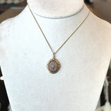 Antique 10KT Gold Black Mother of Pearl Pendant Necklace - KFK, Inc.