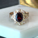 Antique 10KT Gold Garnet and Pearl Ring - KFK, Inc.