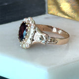 Antique 10KT Gold Garnet and Pearl Ring - KFK, Inc.