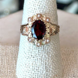 Antique 10KT Gold Garnet and Pearl Ring - KFK, Inc.