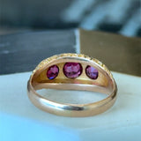 Antique 10KT Gold Rhodolite Garnet 3 - Stone Ring - KFK, Inc.