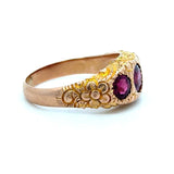Antique 10KT Gold Rhodolite Garnet 3 - Stone Ring - KFK, Inc.