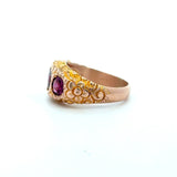 Antique 10KT Gold Rhodolite Garnet 3-Stone Ring - KFK, Inc.
