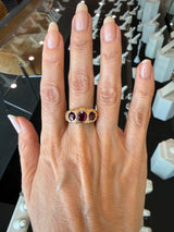 Antique 10KT Gold Rhodolite Garnet 3-Stone Ring - KFK, Inc.
