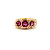 Antique 10KT Gold Rhodolite Garnet 3-Stone Ring - KFK, Inc.