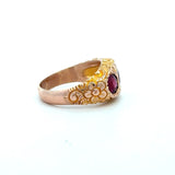 Antique 10KT Gold Rhodolite Garnet 3-Stone Ring - KFK, Inc.