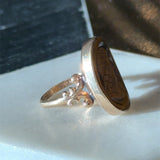 Antique 1920's tiger's eye cameo ring in 10K yellow gold KFK Jewelers Los Angeles