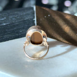 Antique 1920's tiger's eye cameo ring in 10K yellow gold KFK Jewelers Los Angeles