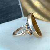 Antique 1920's tiger's eye cameo ring in 10K yellow gold KFK Jewelers Los Angeles