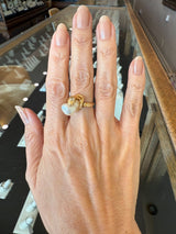 Antique 14K Snake Ring with Pearl and Old Mine Cut Diamond - KFK, Inc.