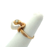 Antique 14K Snake Ring with Pearl and Old Mine Cut Diamond - KFK, Inc.