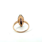 Antique 14KT Turquoise and Old Mine Cut Diamond Navette Ring - KFK, Inc.