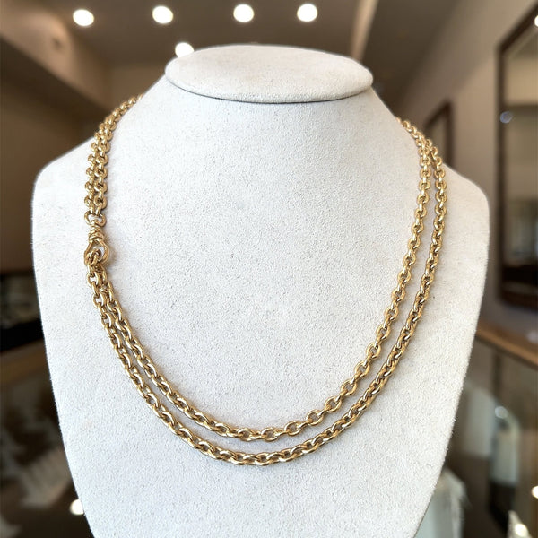 Antique 14KT Yellow Gold Cable Chain, 36" Inches - KFK, Inc.