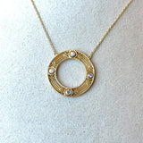 Antique 14KT Yellow Gold Filigree Diamond Pendant Necklace - KFK, Inc.