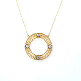 Antique 14KT Yellow Gold Filigree Diamond Pendant Necklace - KFK, Inc.