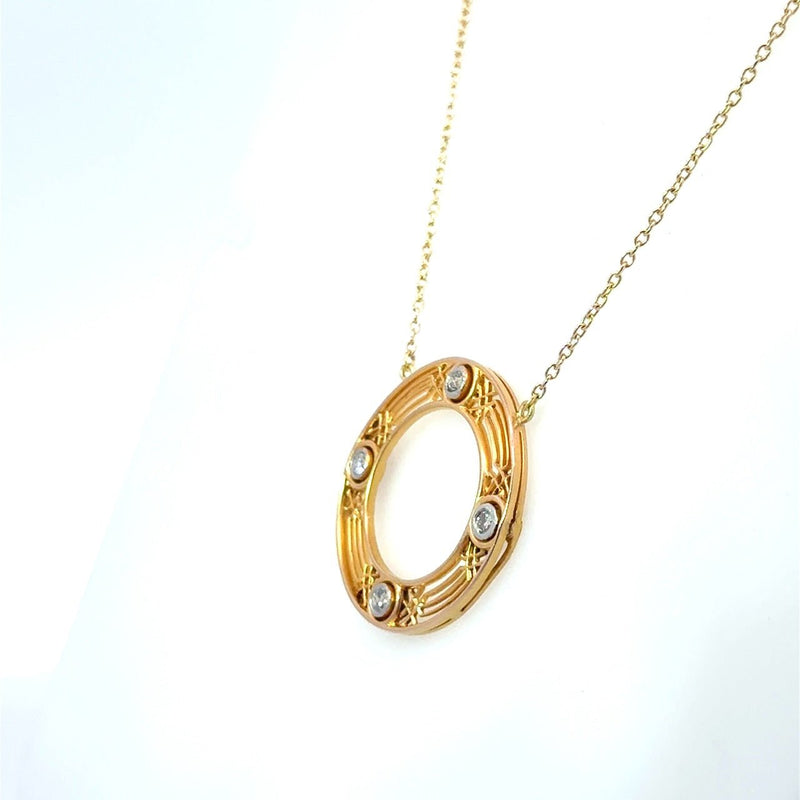 Antique 14KT Yellow Gold Filigree Diamond Pendant Necklace - KFK, Inc.