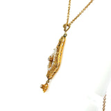 Antique 14KT Yellow Gold Filigree Pearl Lavalier Pendant Necklace - KFK, Inc.