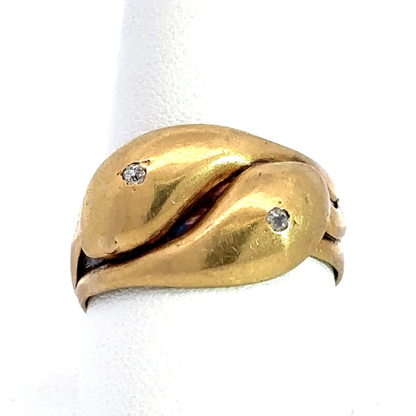 Antique 18KT Yellow Gold Snake Ring, c. 1918 - KFK, Inc.