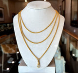 Antique 18KT Yellow Gold Textured Rolo-Style Chain, 56 Inches - KFK, Inc.