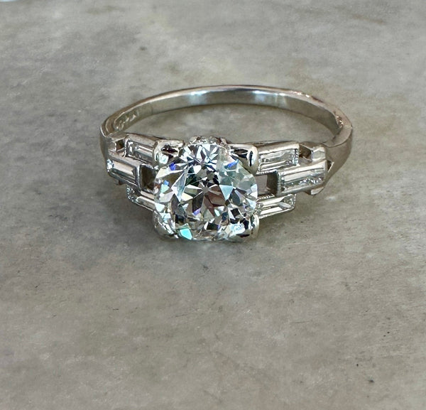Antique 1920's 1.70CT Diamond Platinum Ring - KFK, Inc.