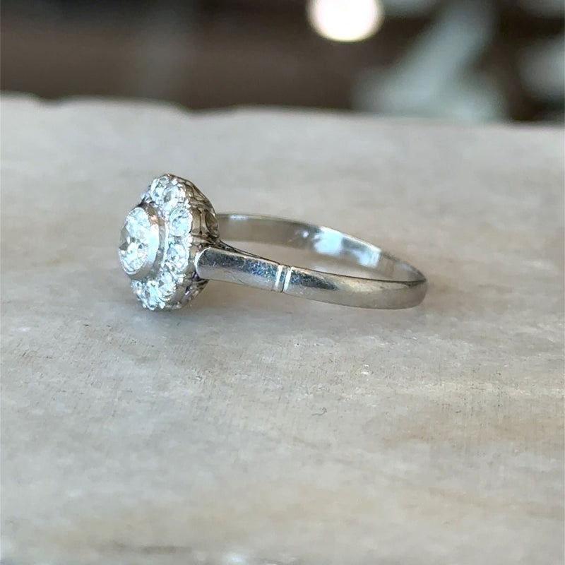 Antique .68CT Diamond Platinum Cluster Ring - KFK, Inc.