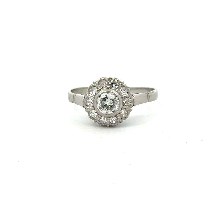 Antique .68CT Diamond Platinum Cluster Ring - KFK, Inc.