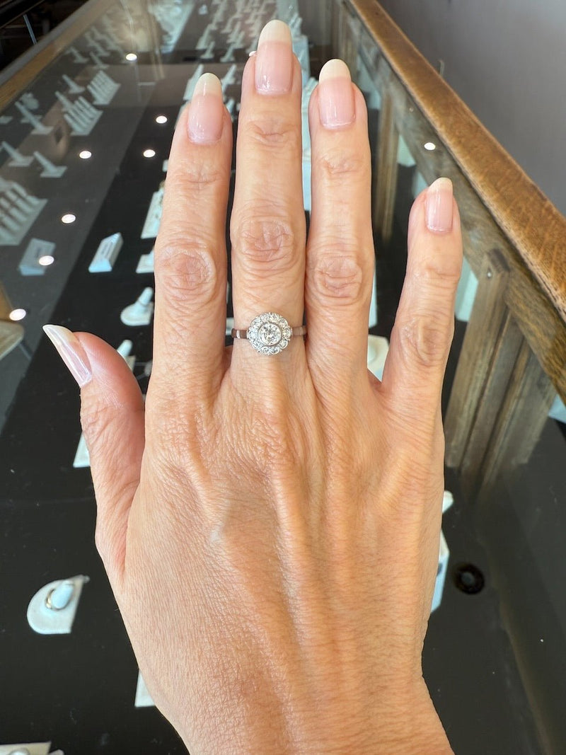 Antique .68CT Diamond Platinum Cluster Ring - KFK, Inc.