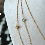 Antique 9KT Gold Chain with Turquoise and Pearl Stations - KFK, Inc.