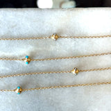 Antique 9KT Gold Chain with Turquoise and Pearl Stations - KFK, Inc.