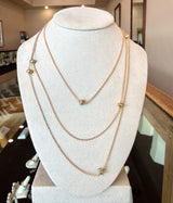 Antique 9KT Gold Chain with Turquoise and Pearl Stations - KFK, Inc.