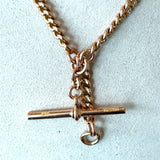 Antique 9KT Rose Gold Curb Chain with T-Bar, 16 Inches - KFK, Inc.