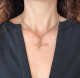 Antique 9KT Rose Gold Curb Chain with T-Bar, 16 Inches - KFK, Inc.