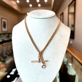 Antique 9KT Rose Gold Curb Chain with T-Bar, 16 Inches - KFK, Inc.