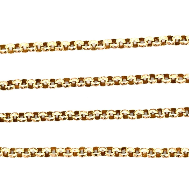 Antique 9KT Yellow Gold Belcher Chain, 58" Inches - KFK, Inc.