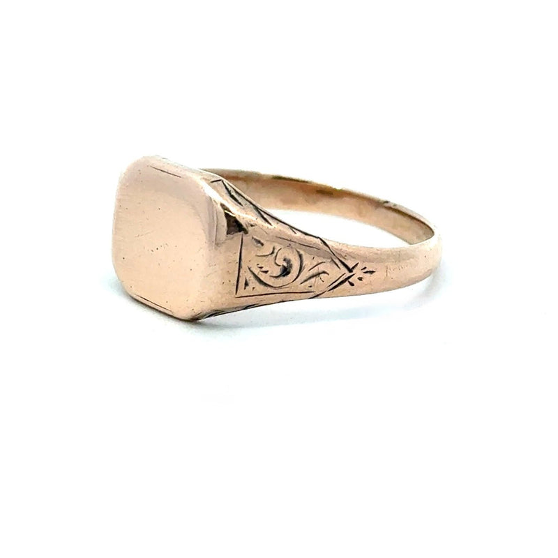 Antique 9KT Yellow Gold Signet Ring - KFK, Inc.