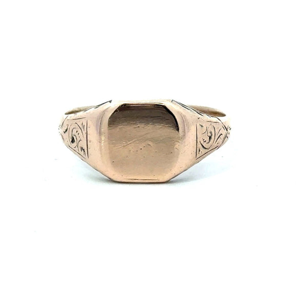 Antique 9KT Yellow Gold Signet Ring - KFK, Inc.