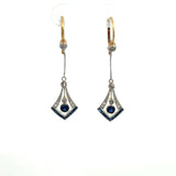 Antique Art Deco Diamond Sapphire Pendulum Earrings - KFK, Inc.