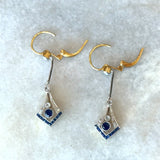 Antique Art Deco Diamond Sapphire Pendulum Earrings - KFK, Inc.