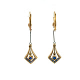 Antique Art Deco Diamond Sapphire Pendulum Earrings - KFK, Inc.