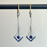 Antique Art Deco Diamond Sapphire Pendulum Earrings - KFK, Inc.