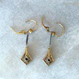 Antique Art Deco Diamond Sapphire Pendulum Earrings - KFK, Inc.