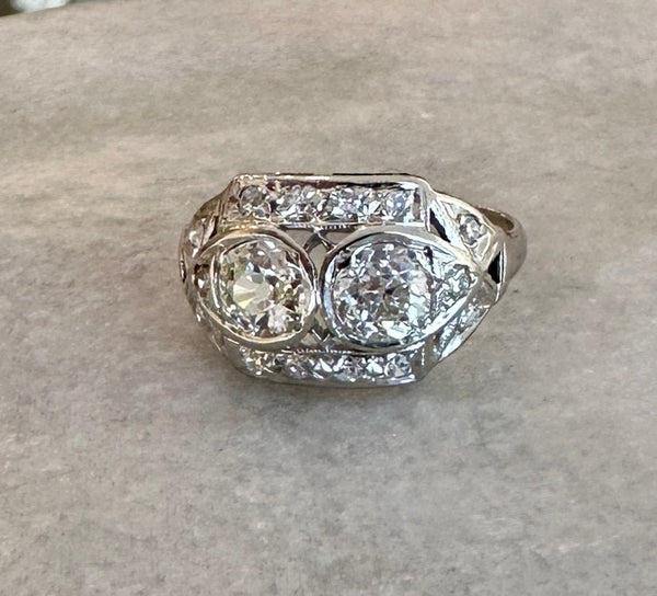 Antique Art Deco Platinum and Diamond Dinner Ring - KFK, Inc.