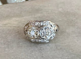 Antique Art Deco Platinum and Diamond Dinner Ring - KFK, Inc.