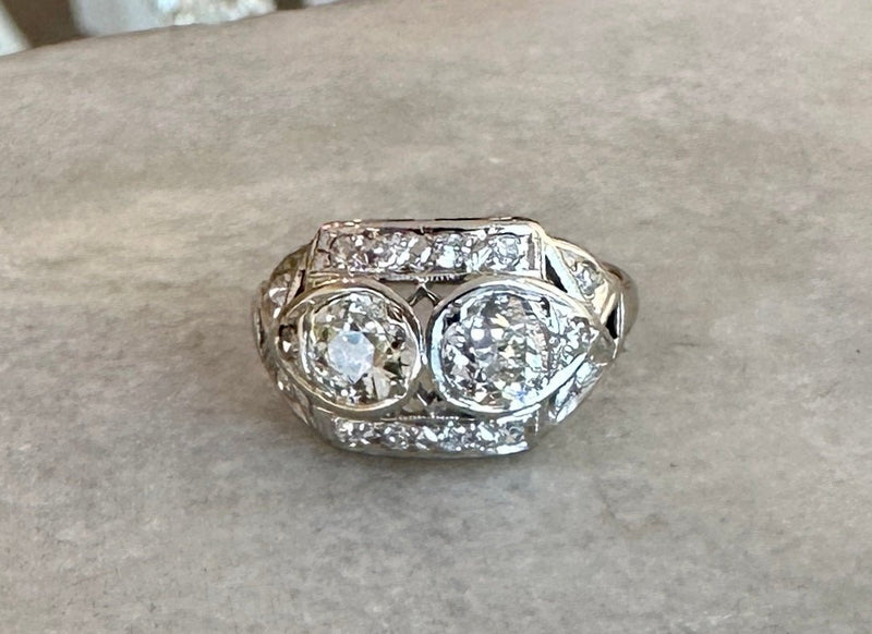 Antique Art Deco Platinum and Diamond Dinner Ring - KFK, Inc.