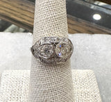 Antique Art Deco Platinum and Diamond Dinner Ring - KFK, Inc.
