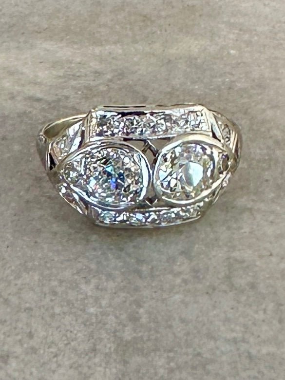 Antique Art Deco Platinum and Diamond Dinner Ring - KFK, Inc.